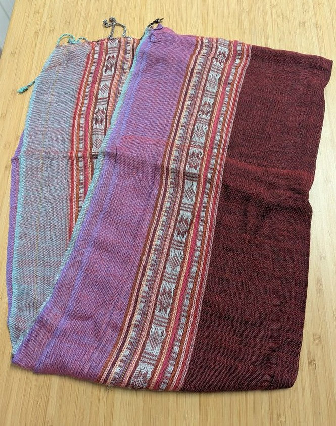 Plum & Burgundy Woven Stripe Net Scarf