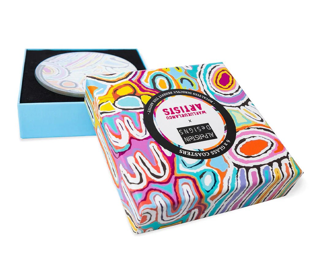 Alperstein DesignsAlperstein Designs Judy Watson Glass Coaster Set same day gift delivery melbourne