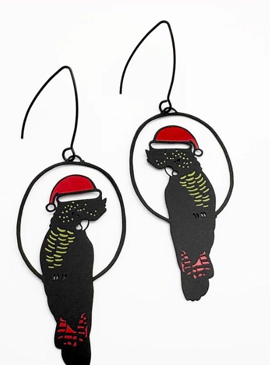 Denz + coDenz Christmas Red Tailed Cockatoos in Black/Red/Yellow same day gift delivery melbourne