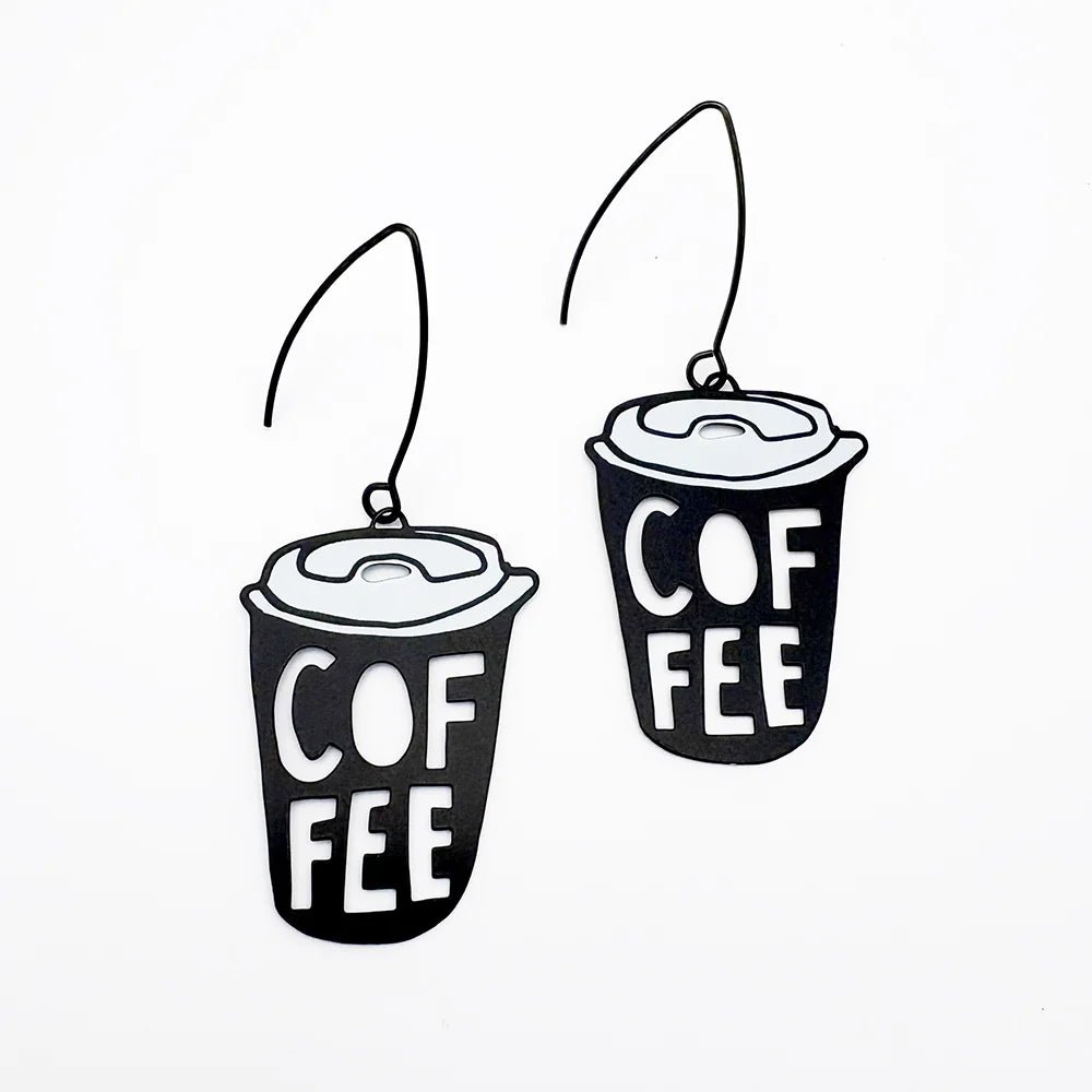 Denz + coDENZ Coffee Cup Earrings in Black & White same day gift delivery melbourne