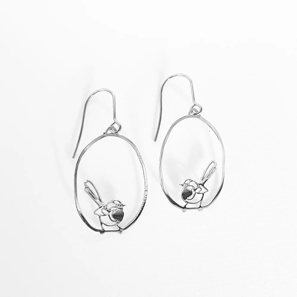 Denz + coDENZ Fairy Wren Earrings in Silver same day gift delivery melbourne