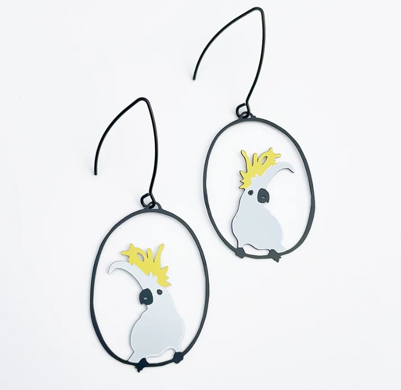 DENZ Midi Sulphur Crested Cockatoo Earrings