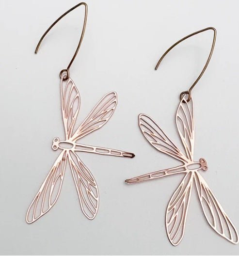 Denz Dragonfly Earrings in Rose Gold