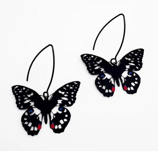 Denz Midi Butterfly Earrings in Chequered Swallowtail