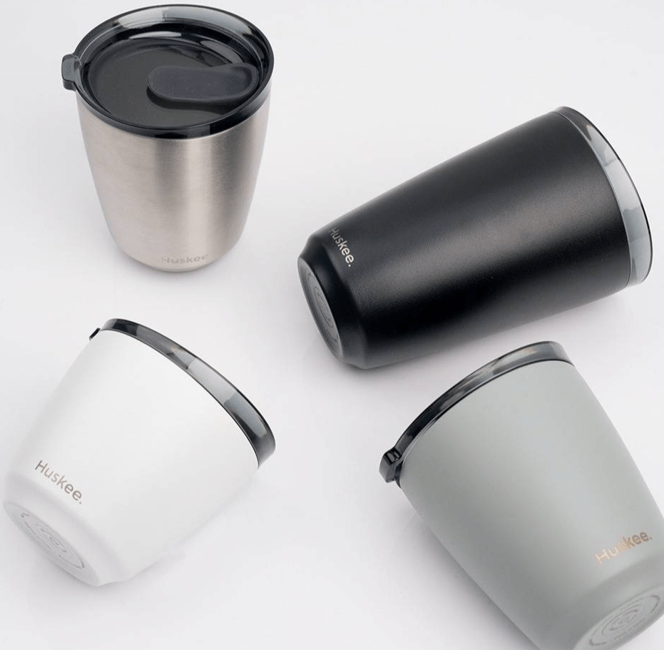 HuskeeHuskee Reusable Stainless Steel Coffee Cup (Ceramic lined) with Stopper Lid 8 Oz or 12 Oz same day gift delivery melbourne