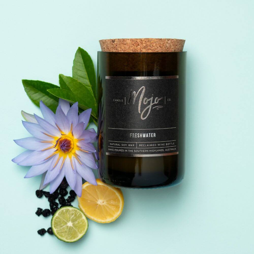 Mojo Candle CoMojo Freshwater Wine Bottle Candle same day gift delivery melbourne