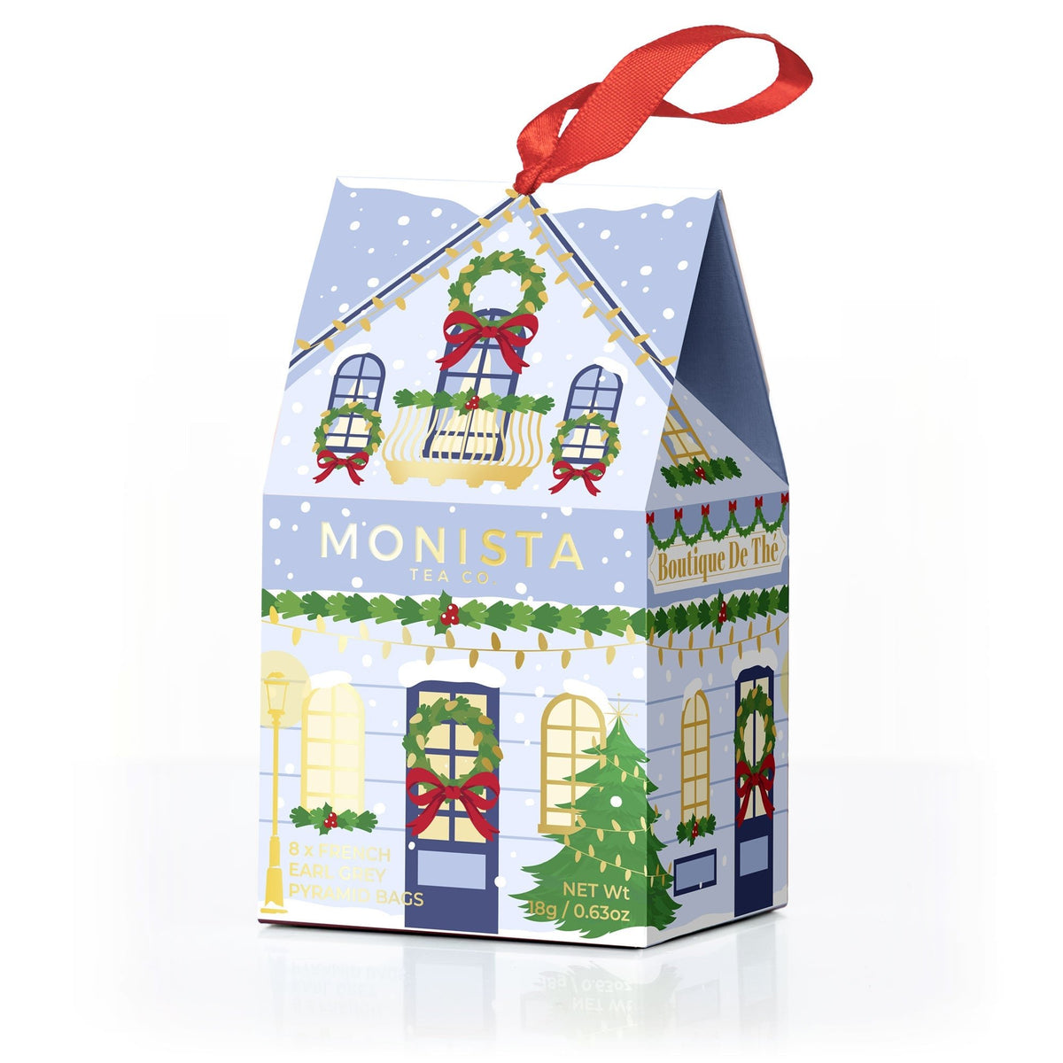 Monista Tea Co. Christmas Decoration - French Earl Grey Tea House (Blue)