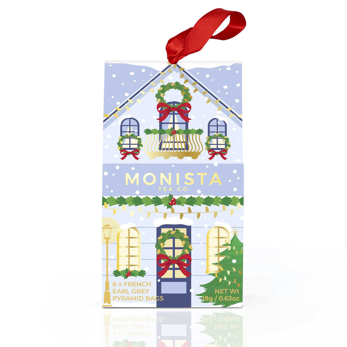 Monista Tea Co. Christmas Decoration - French Earl Grey Tea House (Blue)