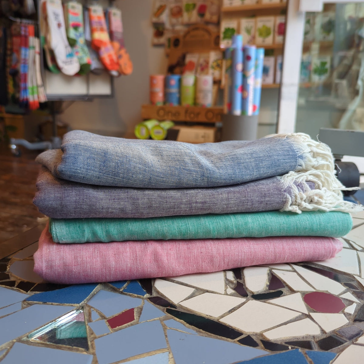 Nine YaksCotton scarf - white tassels purple #same day gift delivery melbourne#