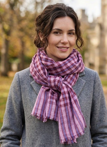 Nine Yaks Fine Cashmere Shawl - Pink Gingham Check same day gift delivery melbourne