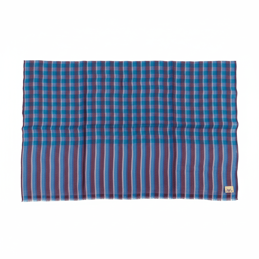 Nine YaksNine Yaks Fine Cashmere Shawl - Blue & Plum Plaid same day gift delivery melbourne
