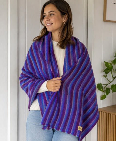 Nine YaksNine Yaks Fine Cashmere Shawl - Blue & Purple Stripe same day gift delivery melbourne