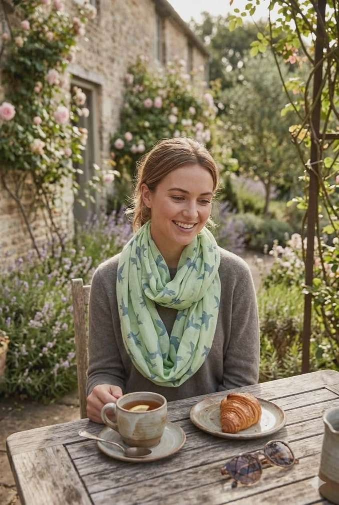 Nine YaksNine Yaks Green Bird Cotton Shawl same day gift delivery melbourne