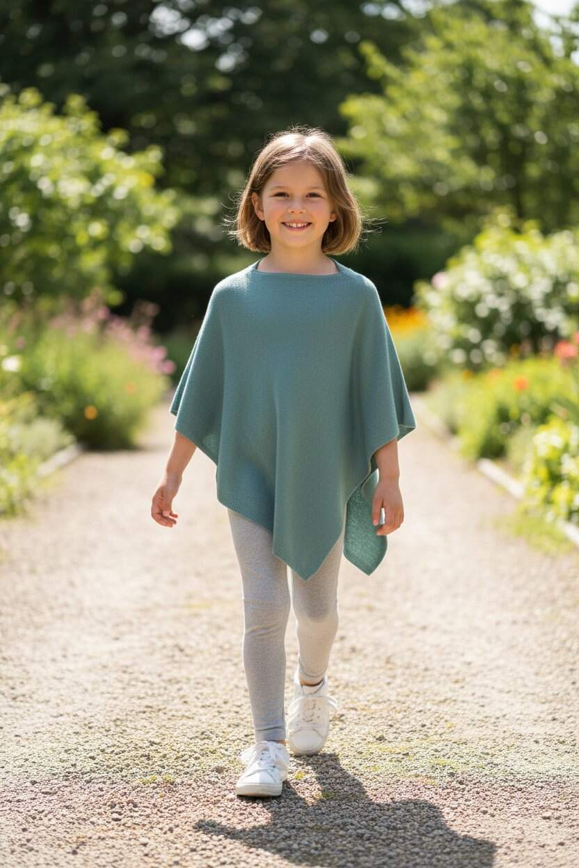 Nine YaksNine Yaks Kids Cashmere Poncho - Eucalyptus same day gift delivery melbourne