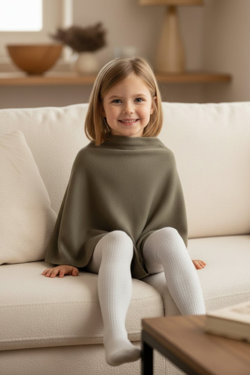 Nine YaksNine Yaks Kids Cashmere Poncho - Olive same day gift delivery melbourne