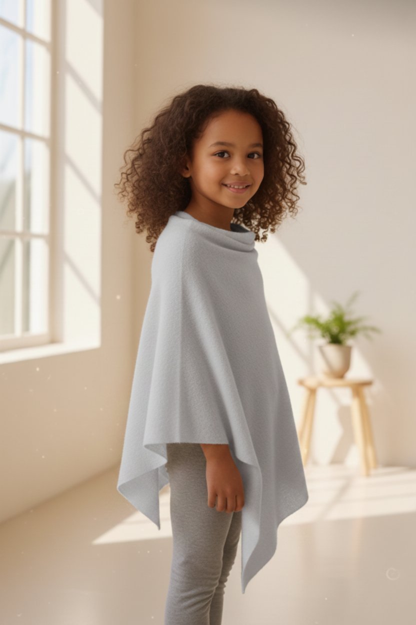 Nine YaksNine Yaks Kids Cashmere Poncho - Pearl same day gift delivery melbourne