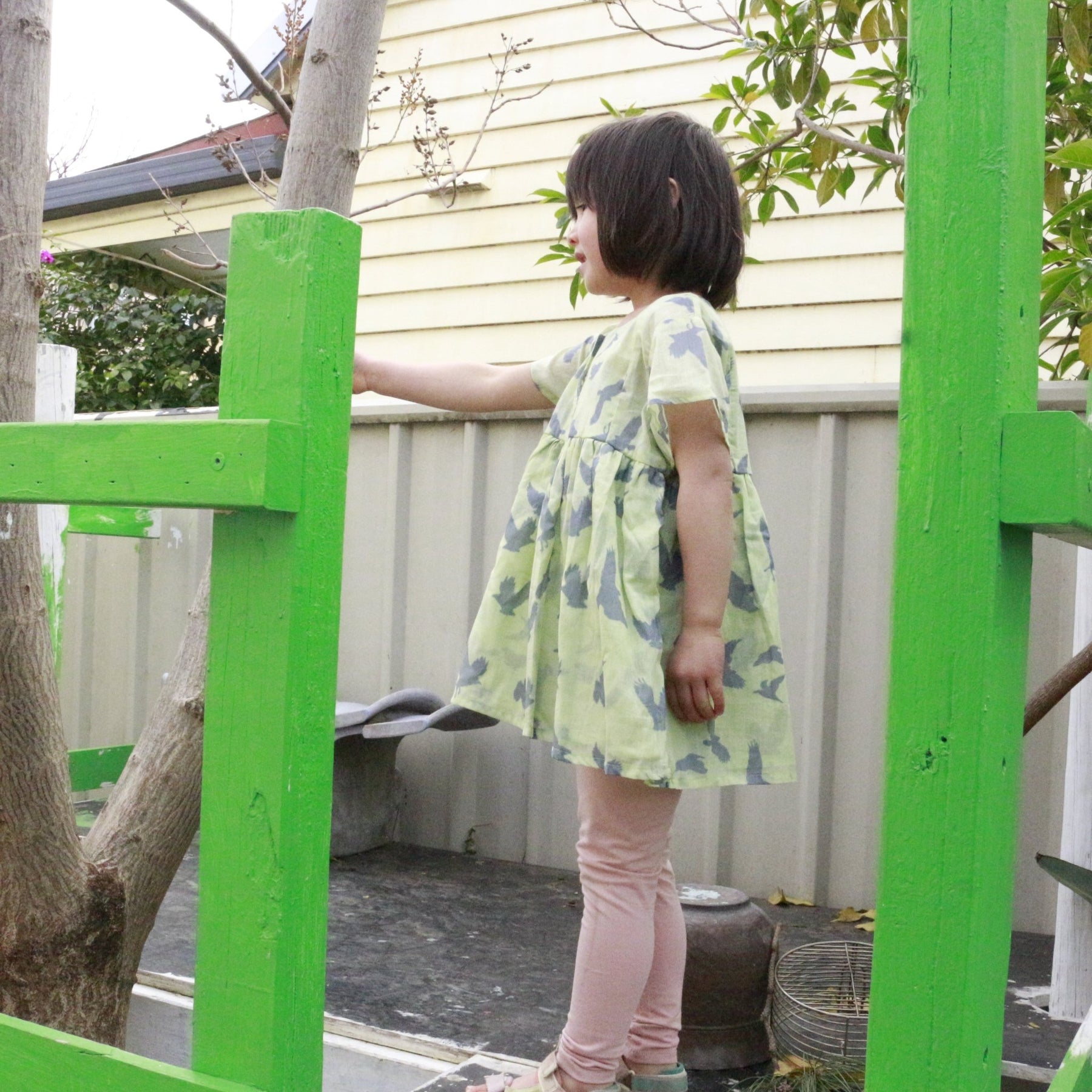 Nine YaksNine Yaks Kids Green Bird Dress same day gift delivery melbourne