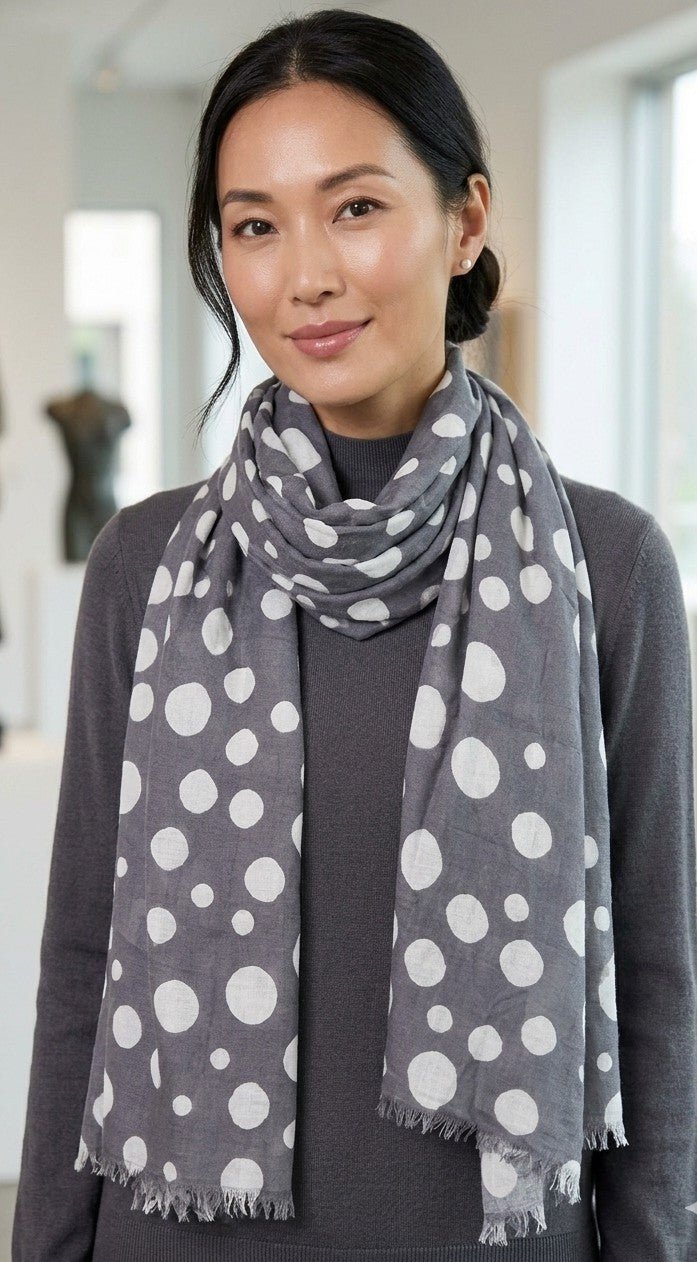 Nine YaksNine Yaks Spots Cotton Shawl – Grey with White Spots same day gift delivery melbourne