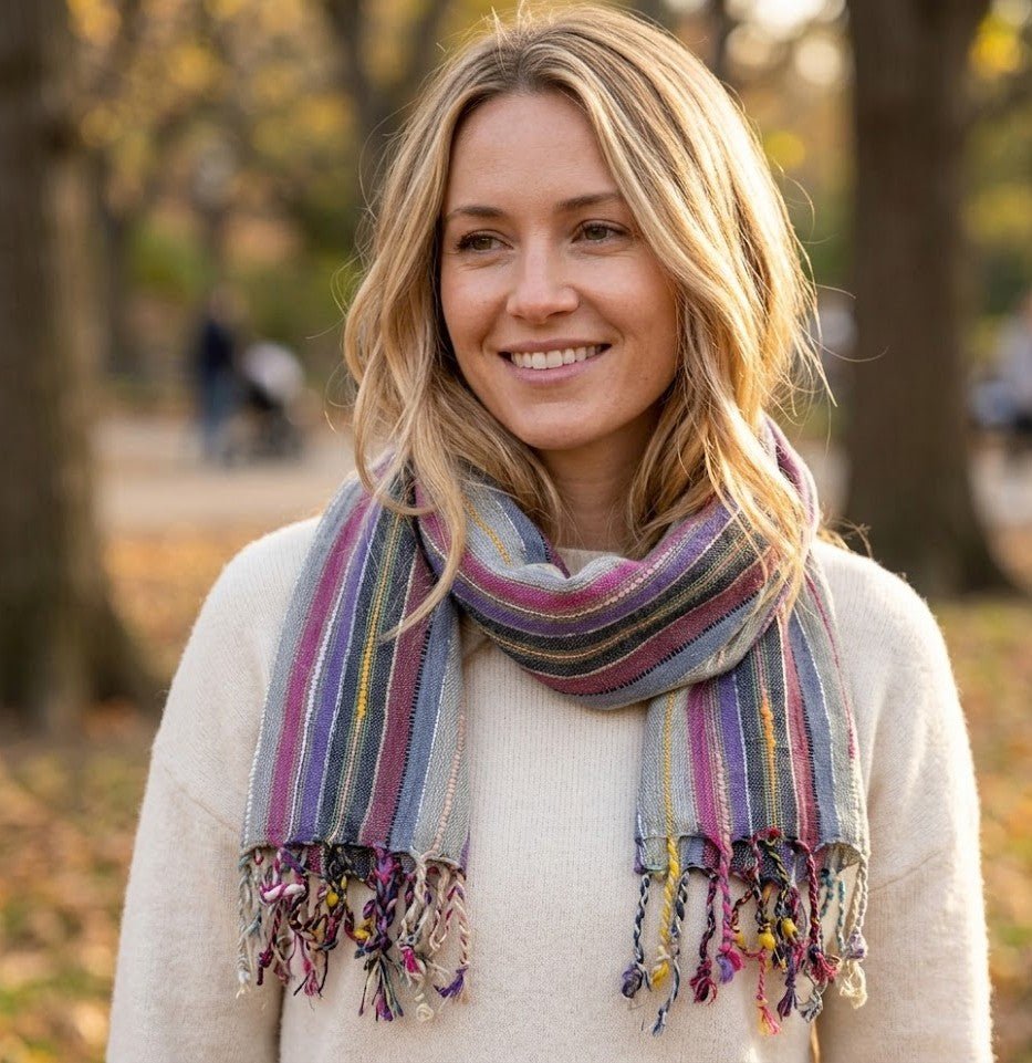 PookipoigaHandmade Cotton Net Scarf - Boho Stripe Shimmer same day gift delivery melbourne