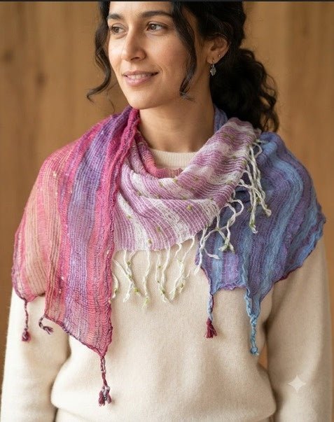 PookipoigaHandmade Cotton Net Scarf - Burgundy, Lavender & Powder Blue Stripe same day gift delivery melbourne