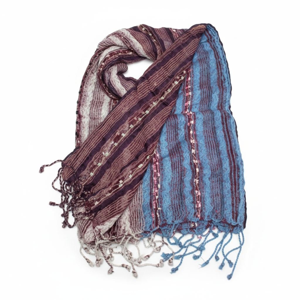 PookipoigaHandmade Cotton Net Scarf - Burgundy, Mauve & Sky Blue same day gift delivery melbourne