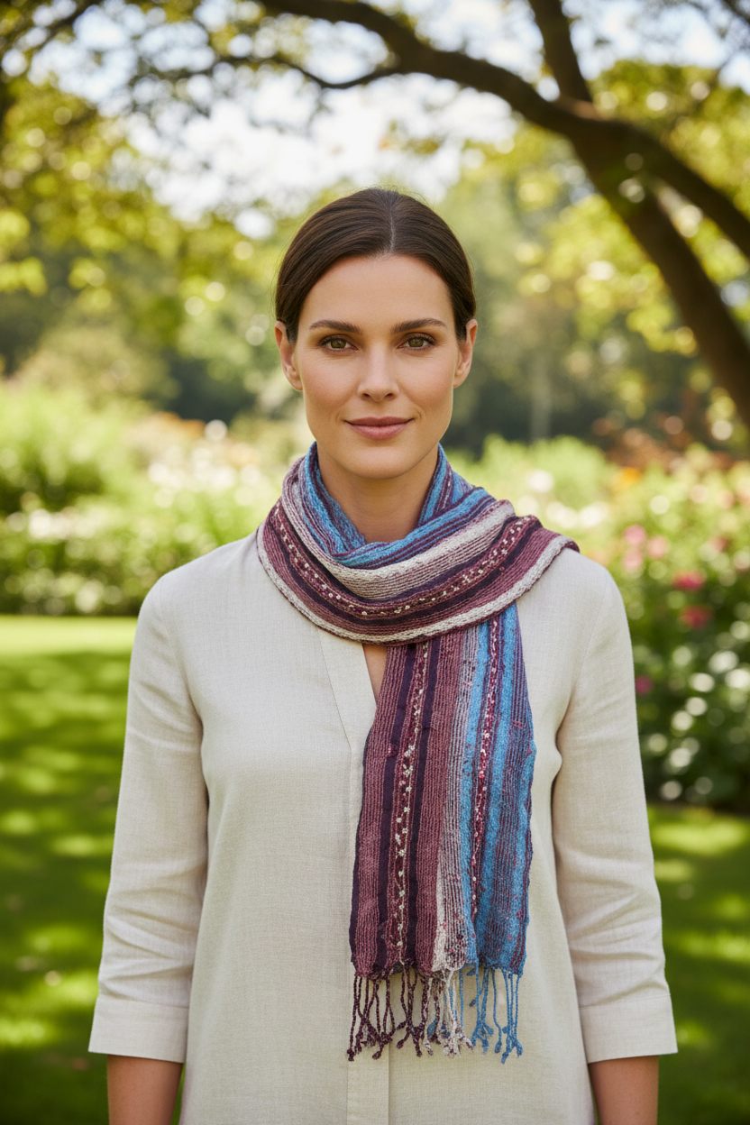 PookipoigaHandmade Cotton Net Scarf - Burgundy, Mauve & Sky Blue same day gift delivery melbourne