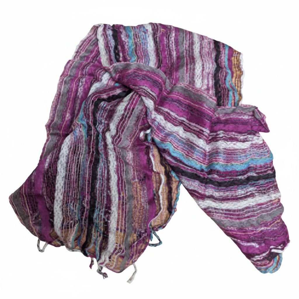 PookipoigaHandmade Cotton Net Scarf - Purple, Plum & Teal Stripe same day gift delivery melbourne