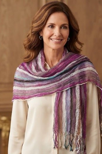 PookipoigaHandmade Cotton Net Scarf - Purple, Plum & Teal Stripe same day gift delivery melbourne