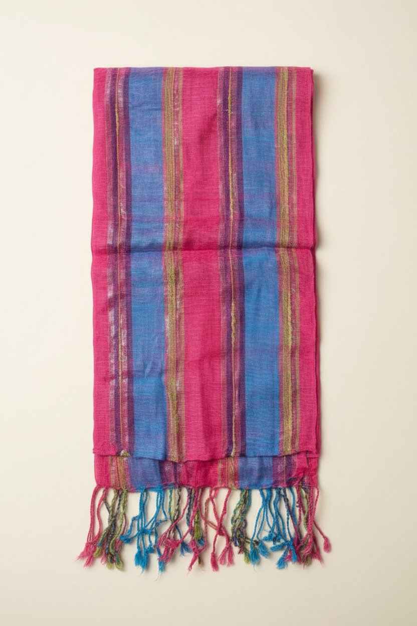 PookipoigaHandmade Cotton Scarf - Pink & Blue Multi Stripe same day gift delivery melbourne