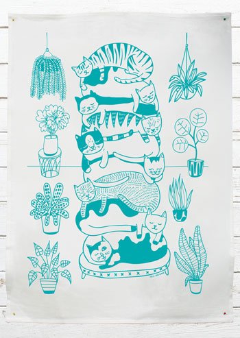 Able and Game Cat Stack Tea Towel