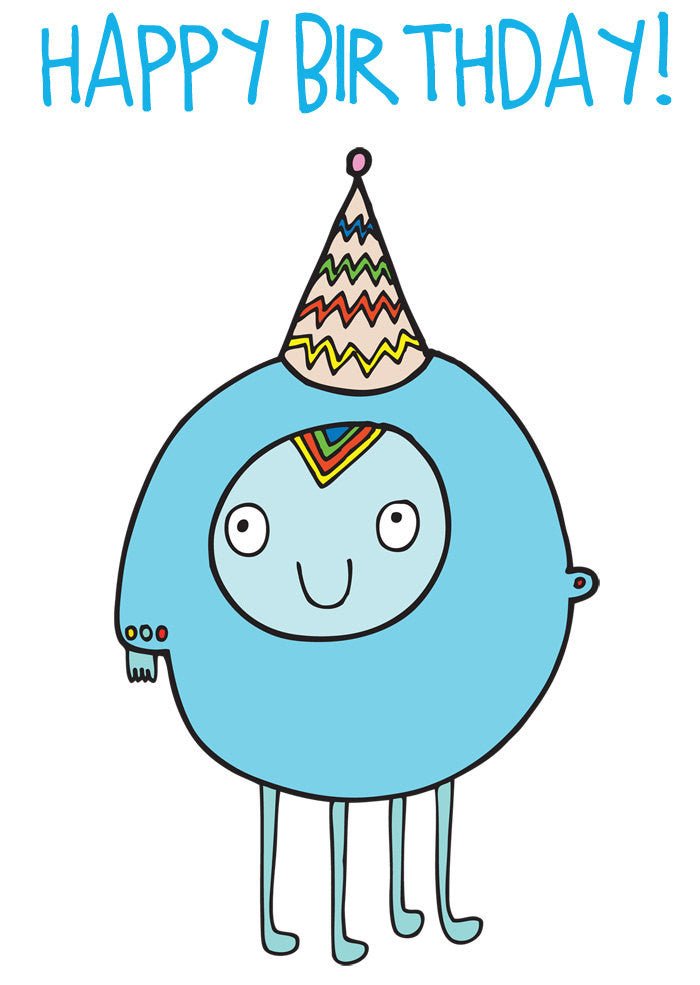 Able and Game Happy Birthday Blue Alien Card