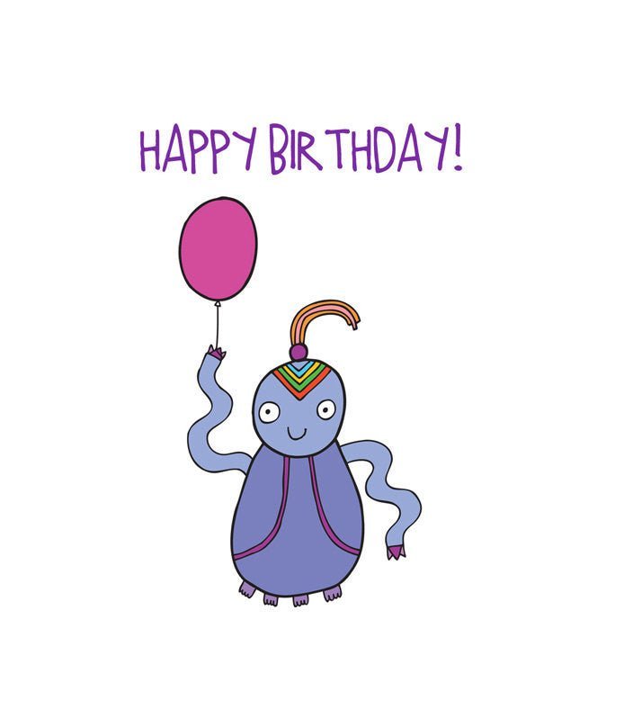 Able and GameAble and Game Happy Birthday Purple Alien Card #same day gift delivery melbourne#