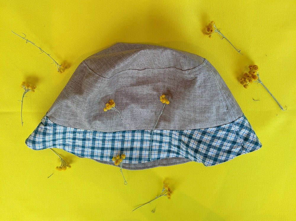 Ana Williams Bucket Reversible Hat - Beige Green Check