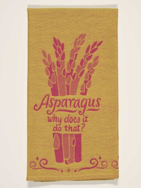 Blue Q Asparagus Why Does It Do That Woven Cotton Dish Tea Towel.