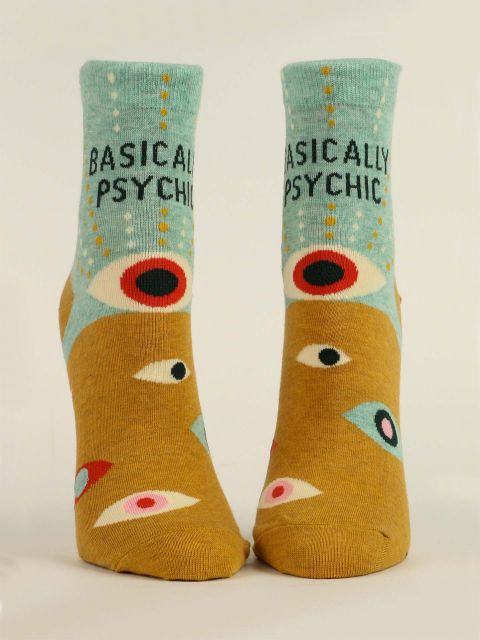 Blue Q Basically Psychic women's ankle socks with a playful design.