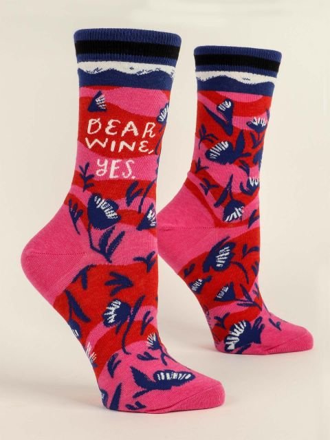 Blue QBlue Q Dear Wine, Yes Women's Crew socks #same day gift delivery melbourne#