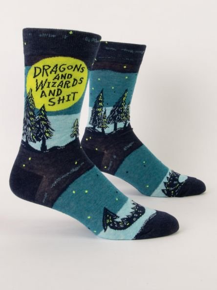 Blue Q Dragons & Wizards & Shit Men's socks
