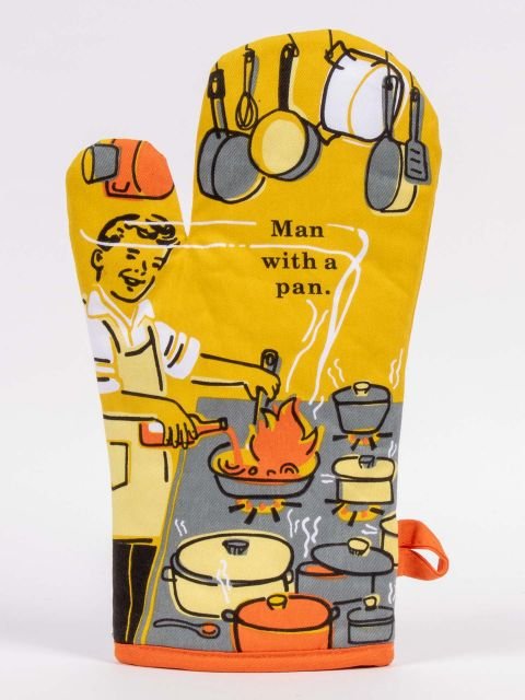 Blue Q Man with a Pan Oven Mitt