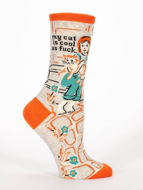 Blue Q My Cat is Cool as Fuck Women's Crew socks