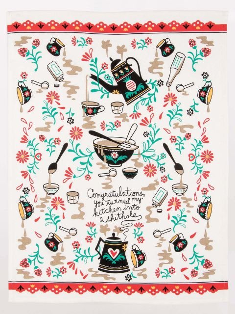 Blue Q Congratulations You Turned My Kitchen Into A Shithole Full View Funny Cotton Dish Tea Towel.