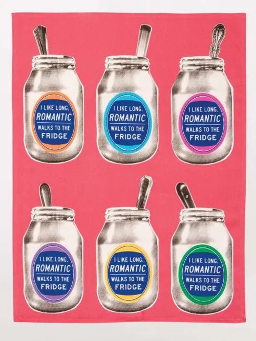 Blue Q Romantic Walks To The Fridge Full View Funny Cotton Dish Tea Towel