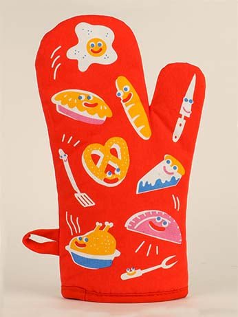 Blue Q Smells Like Happy Back View Red Food Cartoon Oven Mitt Cotton Heat Resistant.