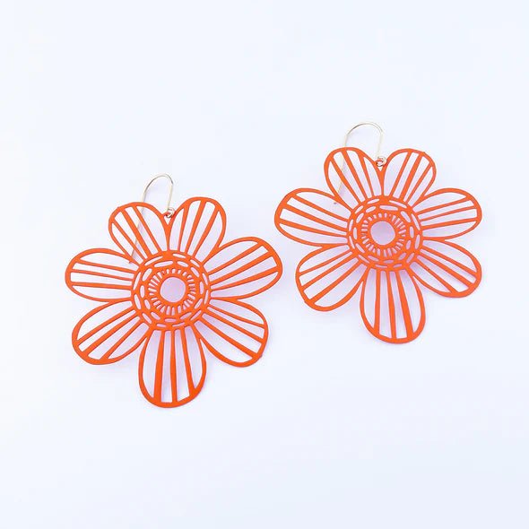 DENZ BIG Flowers in Orange earrings
