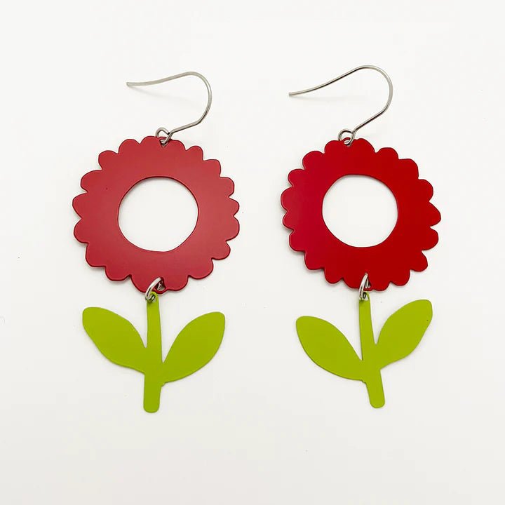 Denz + coDENZ Cherry + Apple Flowers painted steel dangles #same day gift delivery melbourne#