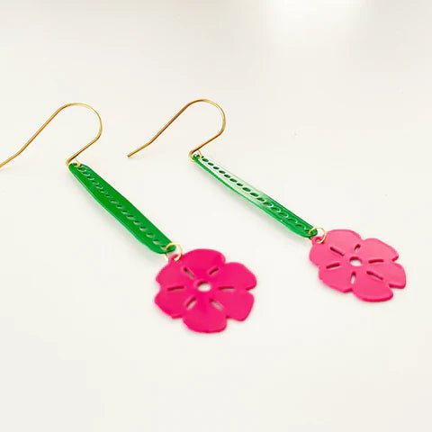 DENZ Colour Pop Shapes - Emerald/ Pink - painted steel dangles