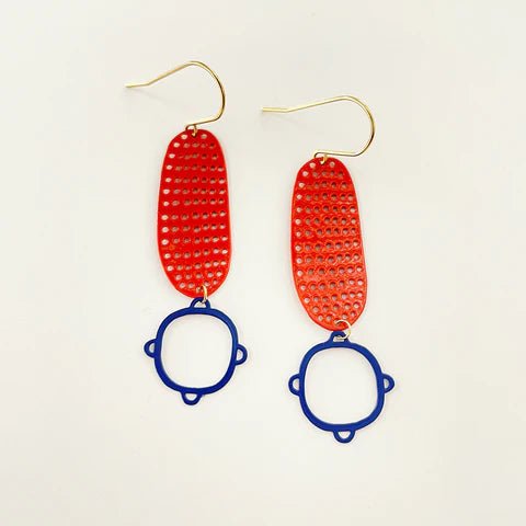 DENZ Colour Pop Shapes - Orange/ Blue - painted steel dangles