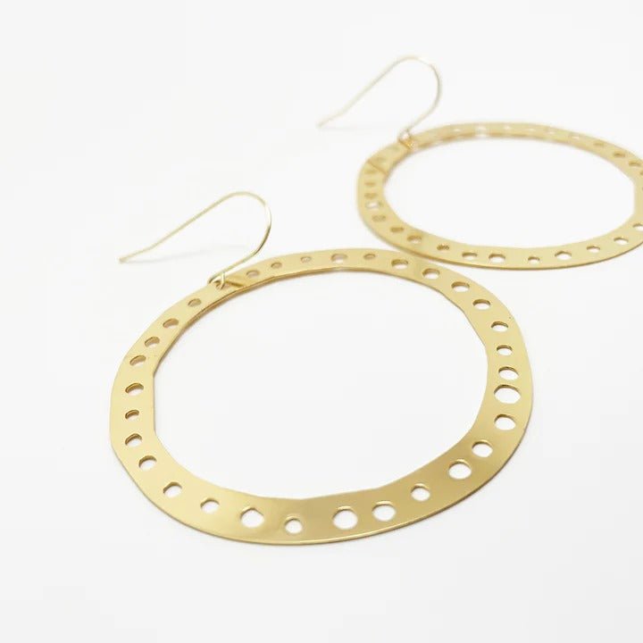 DENZ Dotty Hoop dangles in gold