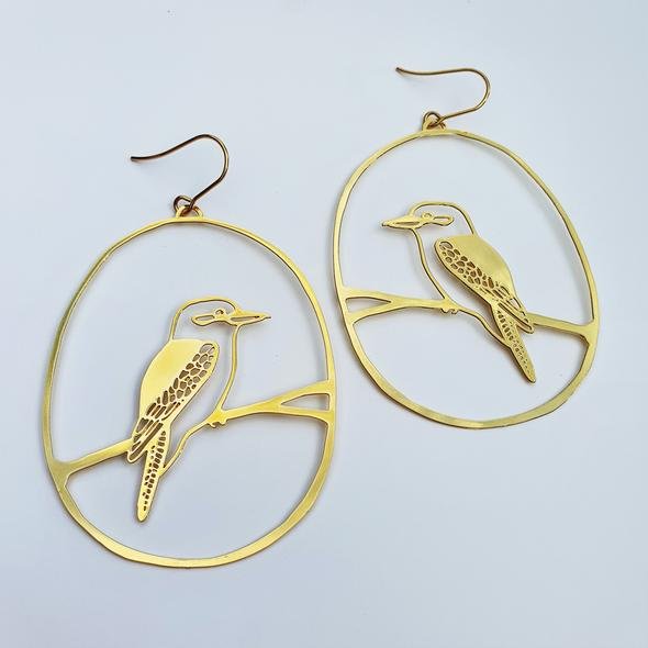 Denz + coDENZ Kookaburra dangles in gold #same day gift delivery melbourne#