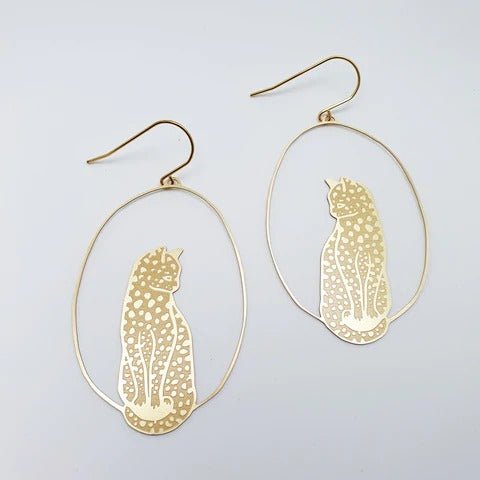 DENZ leopard dangles in gold