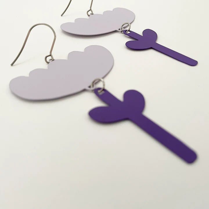 DENZ Lilac + Violet Flowers painted steel dangles